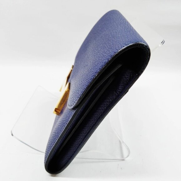 $4995 Authentic HERMES Constance Made in FRANCE Women's Navy Blue Epsom Wallet - Picture 7 of 13